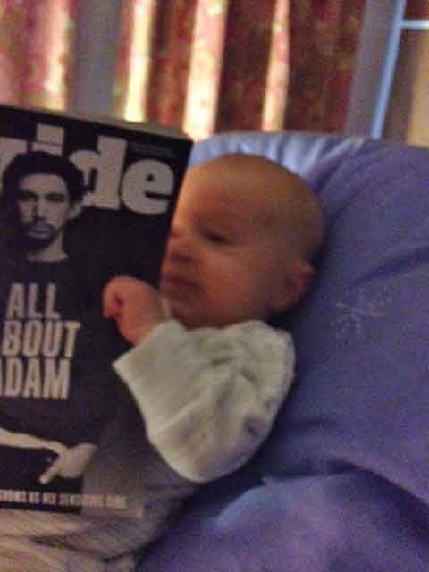 Elsa reading the Guardian